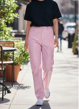 Ursime Pink Faux Leather Pants Women's XL Polyester NWT New with Tags